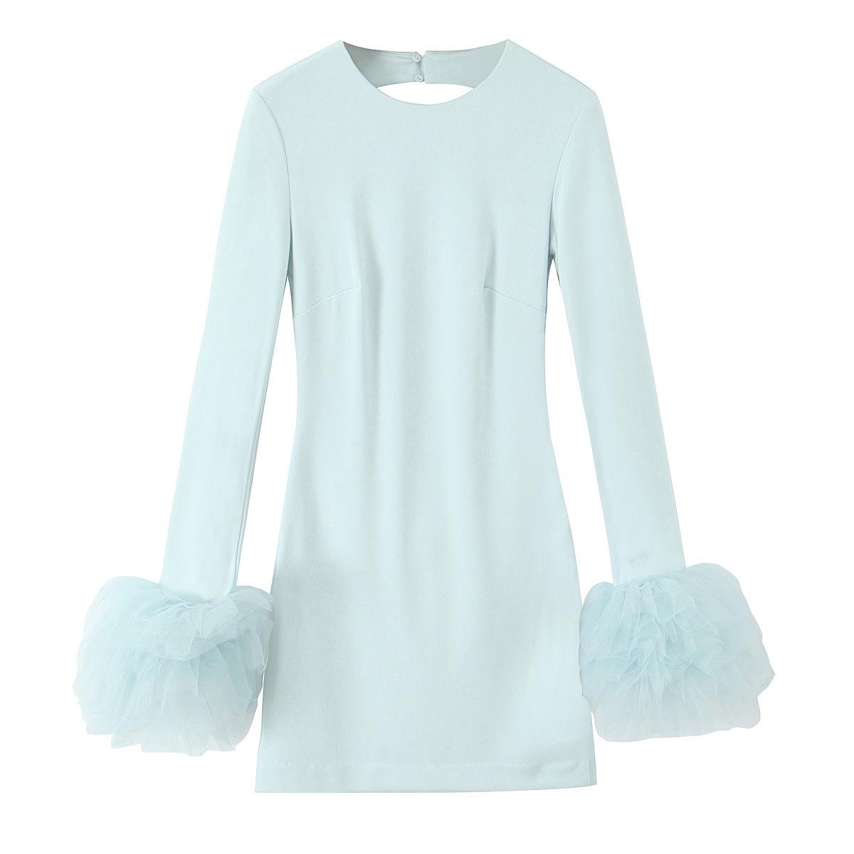 

Spring/Summer 2025 Women s Slim Backless Dress with Sexy Puff Tulle Sleeves S