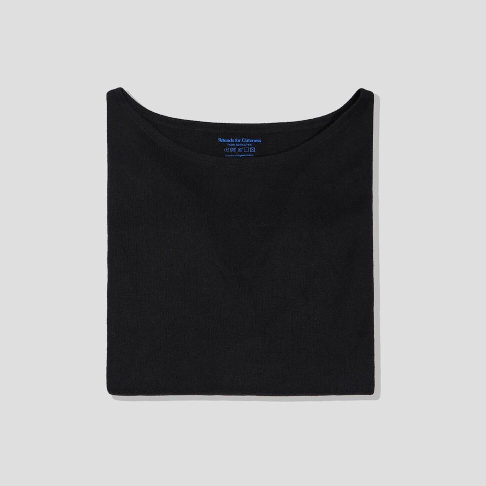 Attens Restrained Boat Neck Tee Shirt (Black)