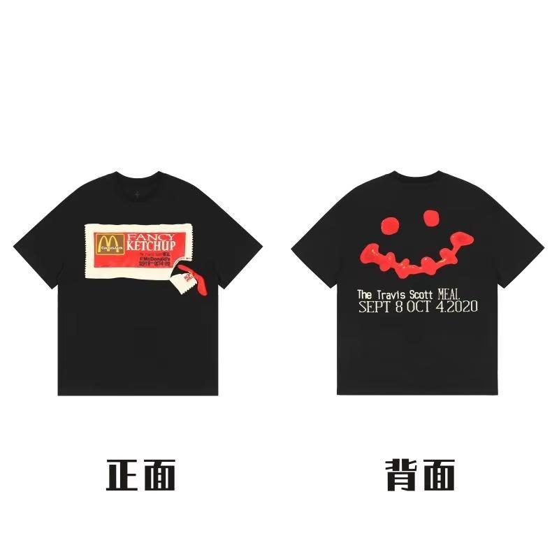 

Американский нишевый бренд Tide Travis Scot футболка с коротким рукавом мужская и женская туманная уличная футболка весна и лето VTG с половиной рукава 4XL