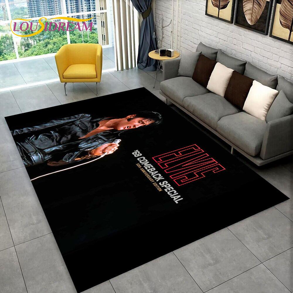 The King Elvis Presley Retro-Teppich, Teppich für Wohnzimmer, Schlafzimmer, Sofa, Fußmatte, Dekoration, Kinder spielen, rutschfeste Bodenmatte, 3D