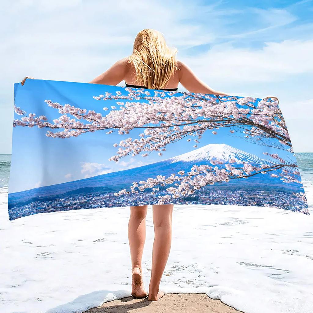 Microfiber Beach Towel Flower Elegant Cherry Blossom Quick Dry Absorbent Bath Towels Blanket Tapestry For Travel Yoga Women Men