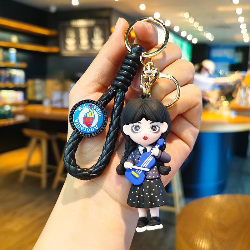 Wednesday Addams Family Keychain Pendant - Unisex Halloween Bag Accessory Individual OPP Bag Packaging