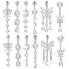 1PC Surgical Steel Navel Ring 14G Cubic Zirconia Flower Belly Bar Piercing Jewelry for Women
