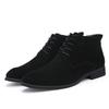 New Pointed Leather Shoes Men's Velvet and Cotton High-top Trend British Casual Leather Shoes Leather Boots Korean Version