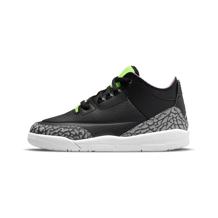 Air Jordan 3 Retro PS Electric Green Kids Sneakers Black White Violet-Shock DA2306-003