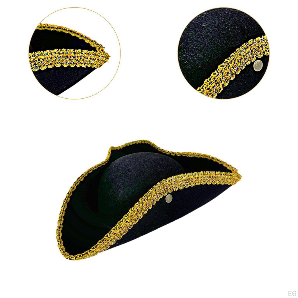 Pirate Cap Buccaneer Tricorn Hat for Masquerade Theme Party Carnival Festival