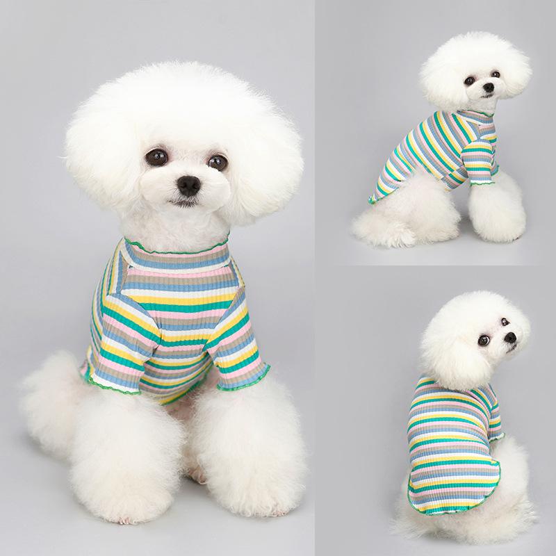 Cotton Rainbow Pet Sweater Spring and Autumn Small Dog and Cat Clothing