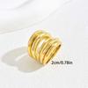 Stainless Steel Metal Multi-layer Line Wide Rings For Women Men Punk Hip Hop Gold Color Shell Geometric Ring Jewelry Gifts