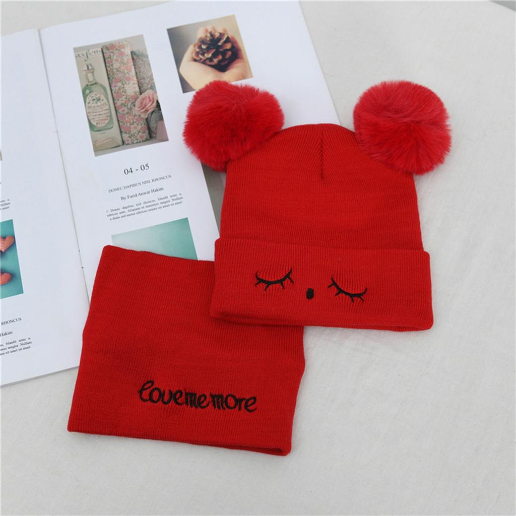 Conjunto de gorro y bufanda con bola de pelo y tejido de crochet para bebé, niña y niño
