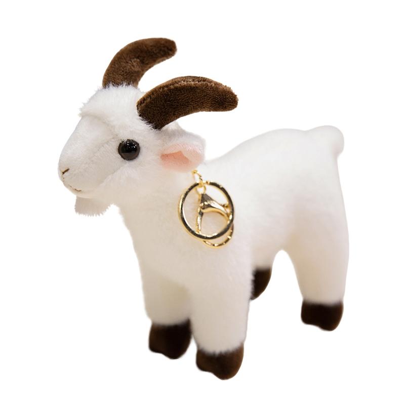 

Реалистичные плюшевые игрушки-подвески в виде козлика, белая и черная овечка, кукла-имитация козлика, мягкие игрушки-животные, кукла-животное, брелок для ключей, украшение для сумки/машины, подарки 16cm белый