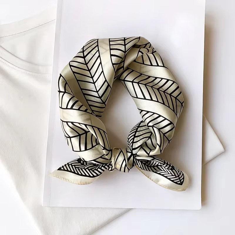 Natural Real Silk Scarf Women New Print Neck Hairband Square Shawl Neckerchief Female Hijab Poncho Bandana Headband