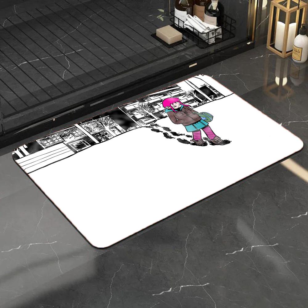 1pc Scott Pilgrim Bathroom Absorbent Mats Anti-Slip Mats Home Decor Supplies Carpets Home Kitchen Floor Mats