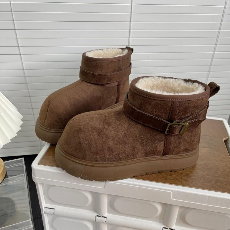 

Зимние новые матовые кожаные утолщенные снежные хлопковые ботинки обувь-хлеб маленькая женская обувь 35 темно-коричневого