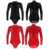 Men Shiny Latex Catsuit Leotard Jumpsuit Slim Fit Long Sleeve Zipper Boxer Bodysuit Leotard Clubwear Pole Dance Rave Costume