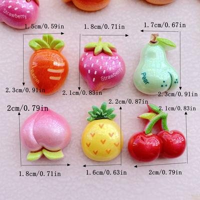 12Pcs New Cute Resin Strawberries, Pineapples, Cherries Fruit Flat Back Scrapbooking DIY Jewelry Craft Decoration Accessorie