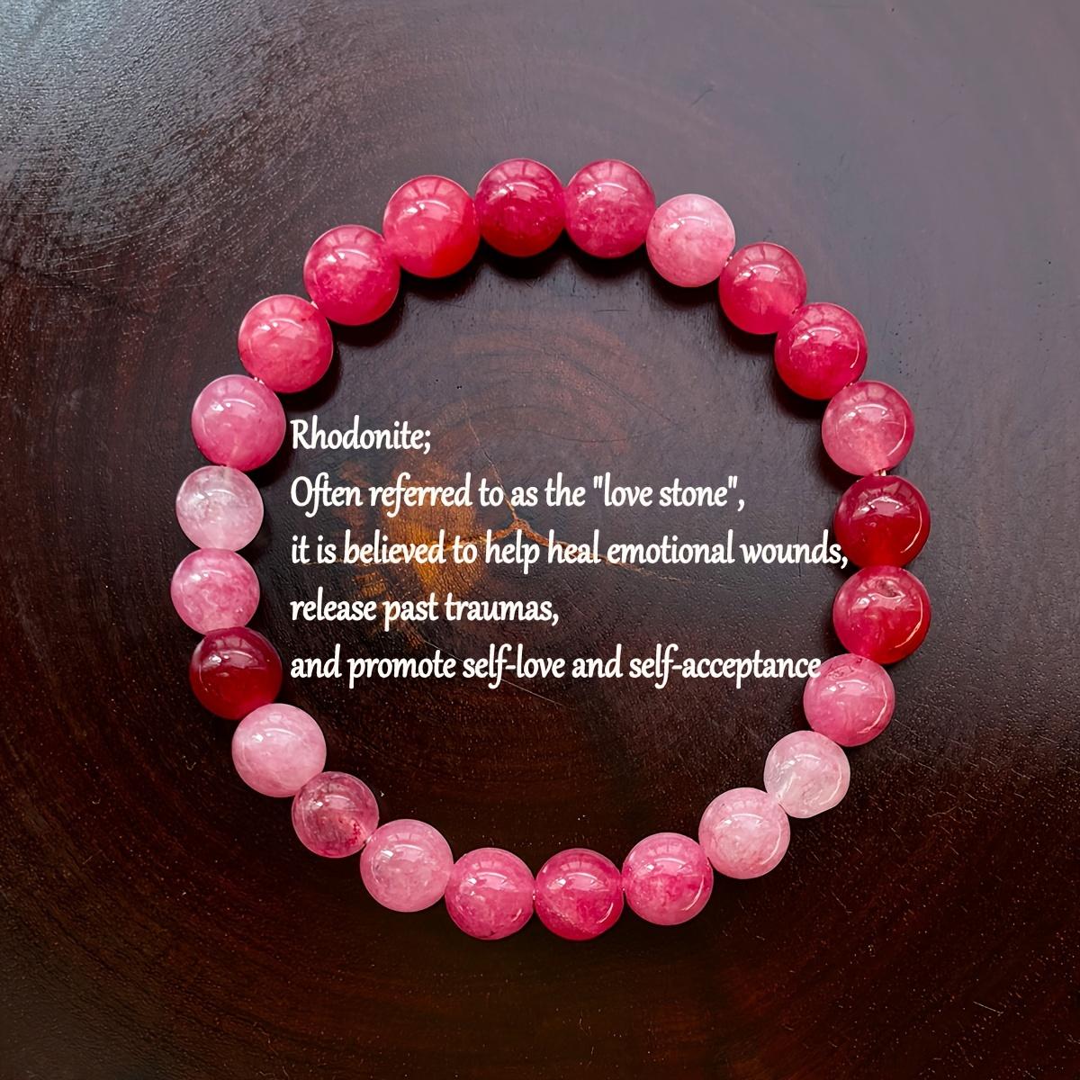 1pc/ Love Stone  Bracelet Made of Red Rhodonite Handmade Beaded Bracelet for Women Promotes Self-Love and Self-Acceptance Jewelr 18cm