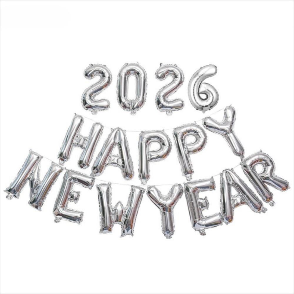 Happy New Year 2026 Alphabet Balloons Holiday Ornaments New Year Colorful Foil Balloons Inflatable Party Supplies