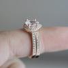 Classic Solitaire Ring Water Drop 2PC Ring With Micro Paved Elegant Bridal Ring Wedding Anniversary Ring Band For Women