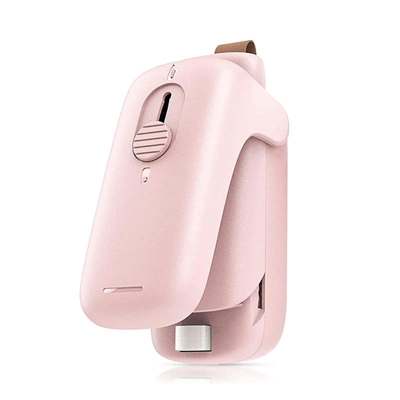 

Мини-машина для запечатывания термопакетов, запайщик пластиковых пищевых пакетов, портативный запайщик, упаковочные кухонные принадлежности без батареи розовый