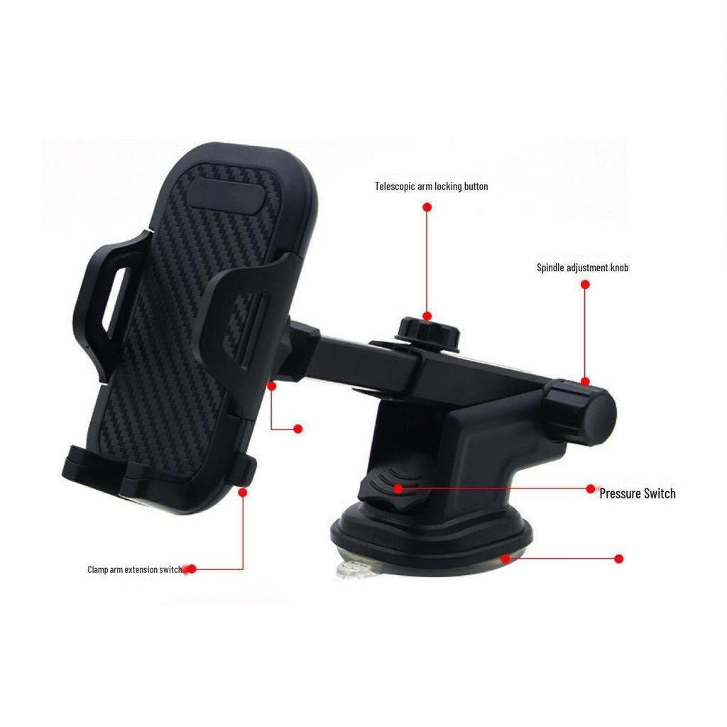 Telescopic Car Phone Holder with Suction Cup for Dashboard & Air Vent