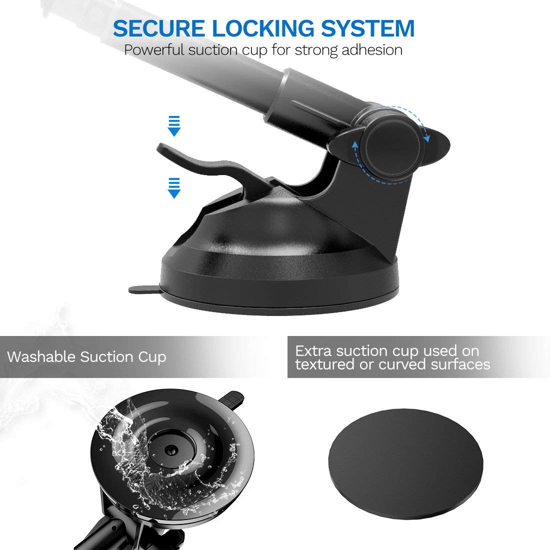 

Strong Magnetic Attraction Car Phone Mount Adjustable Magnetic Mount Car Holder for iPhone Samsung Huawei Etc. Black
