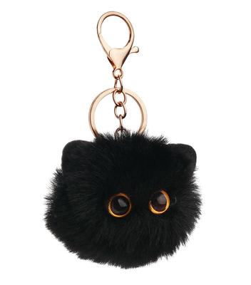 Pompomlu Tüylü Peluş Anahtarlık Anahtarlık Beyaz Kedi Sevimli Esnek Detaylı Kürk