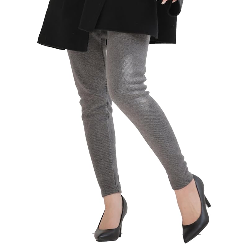 

[egneL] Egnel leggings made in Japan Loose type warm tights rib leggings extend stretch Moisture absorption fever touch soft Ladies (019-CG-L)