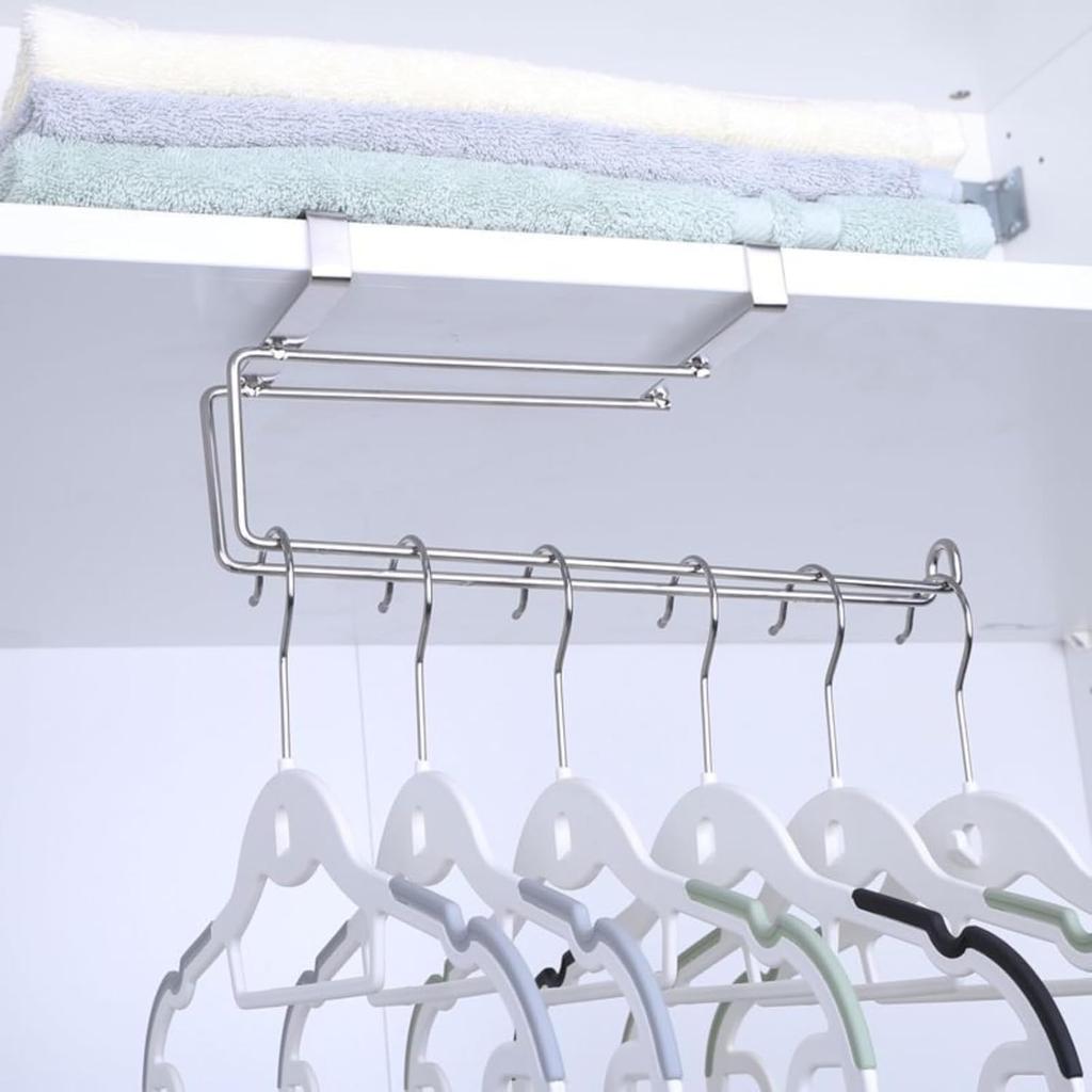 Sturdy and Durable Stainless Steel Kitchen Over Door Roll Paper Holder Paper Towel Rack Hanger
