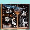 Jul Fönsterdekorationer Pvc Snöflingor Och Renar Partydekorationer Paket Med Fem