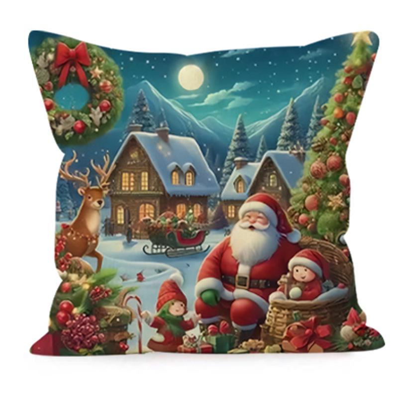 Santa Claus Christmas Pillowcase - Holiday Cushion Cover for Sofa & Lumbar Support