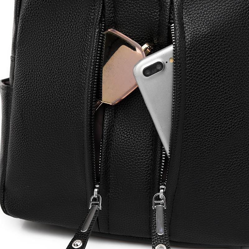 Jednobarevný dámský cestovní batoh na zip s velkou kapacitou