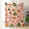 Christmas Cookies and Festive Icons Patterned Flannel Blanket Perfect for the Bedroom Living Room, Sofa, or a Little Nap