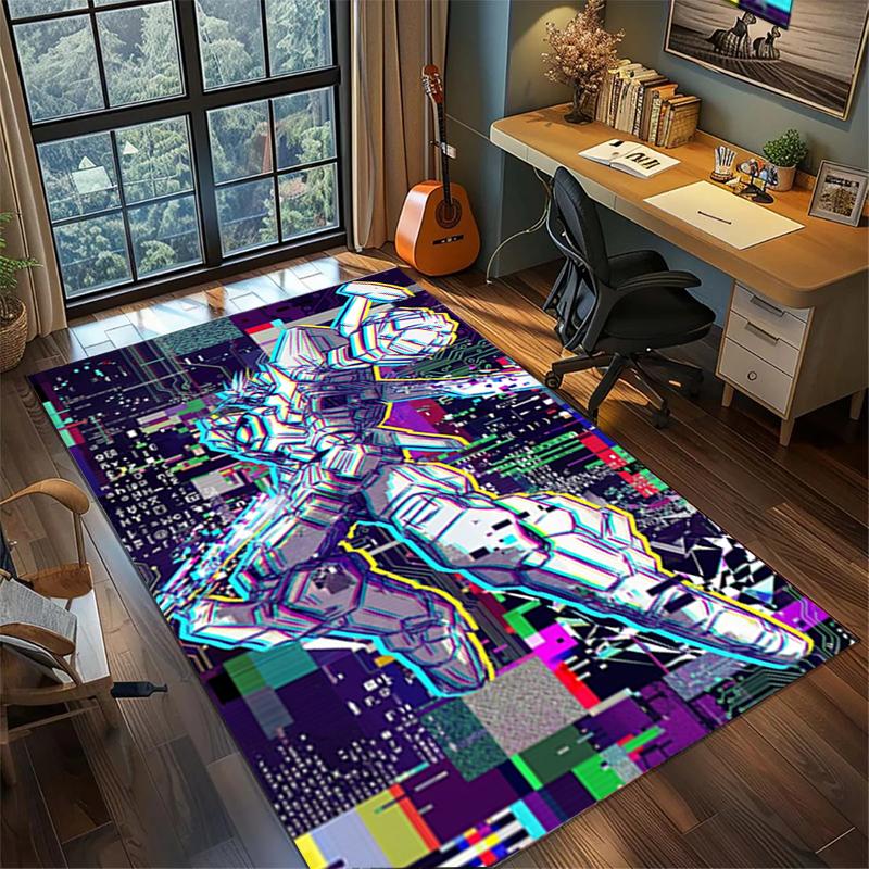 Gundam Waschbarer Teppich Rutschfest Großer Teppich Gamer Zimmer Schlafzimmer Dekoration