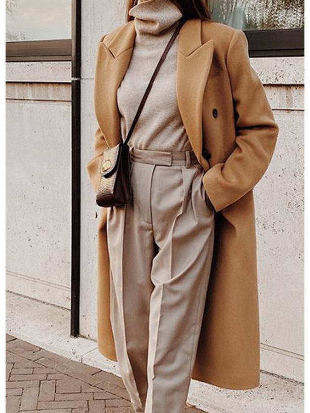 

Женский двубортный приталенный жакет с длинным рукавом и отложным воротником, Осень/Зима 2024 L