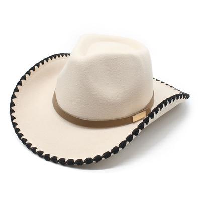 Woolen Hat Autumn And Winter Hemming Men'S And Women'S Jazz Top Hat European And American Retro Fashion Western Cowboy Hat