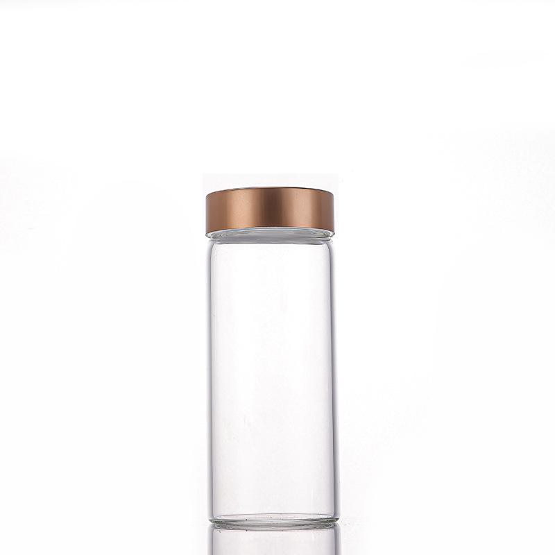 Rose Gold Lid Borosilicate Glass Storage Jar with Moisture-Proof Screw Cap - Test Tube Design for Saffron.