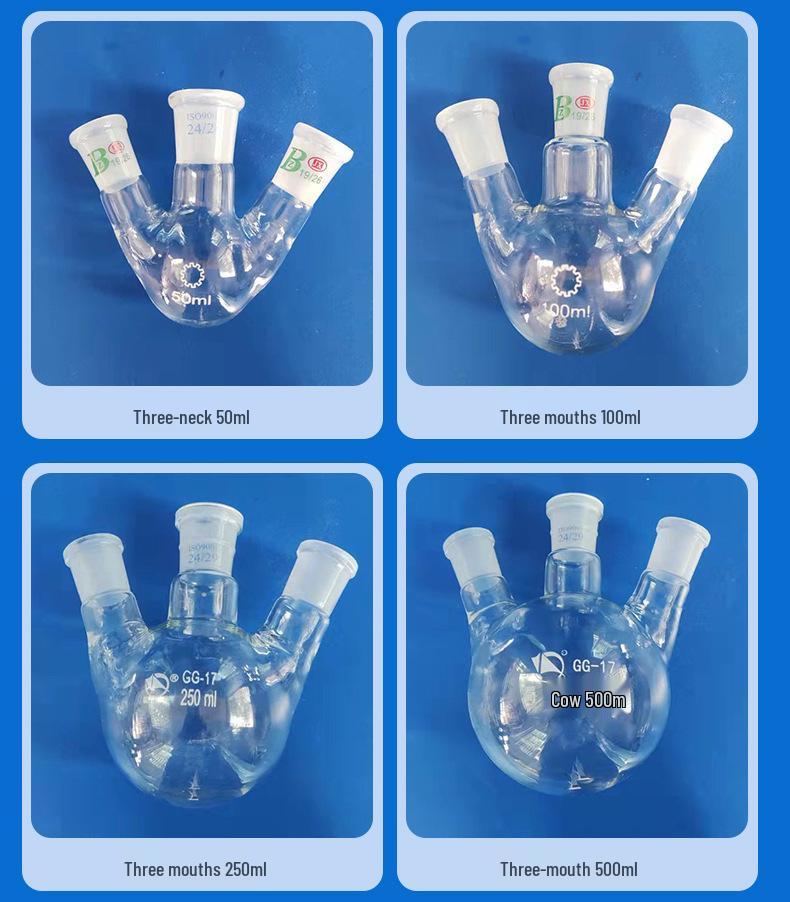 High-Temperature Resistant Round-Bottom Glass Distillation Flasks, Three/Four-Necked Options