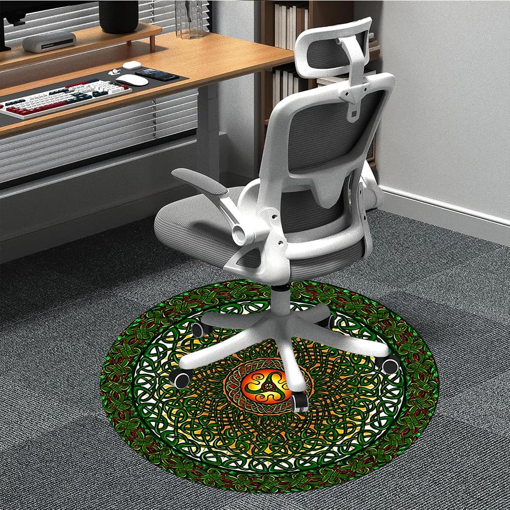 

1pc Celtic Knotwork Design Chair Carpet for Office Non-Slip, Machine Washable Rug for Office - Holiday DecorMachine Made yy251029115 80cm by 80cm