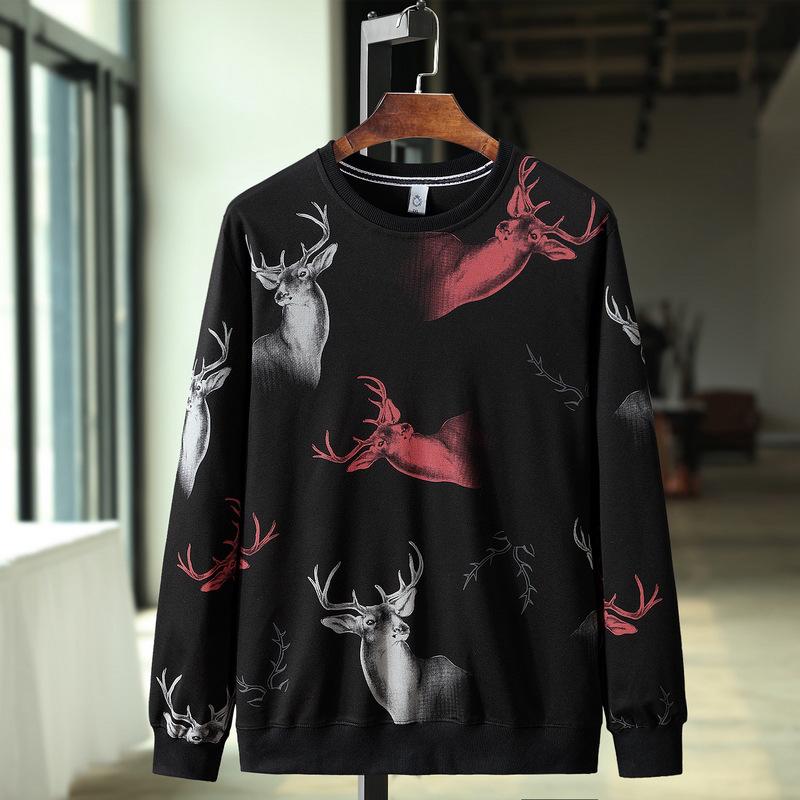 2020 Men's Plus Size Cotton Sweatshirt - Round Neck Long Sleeve, Extra Large Fit (Spring/Autumn)