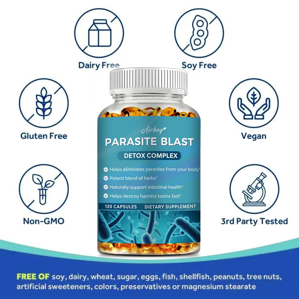 Airboy Parasite Blast Detox Complex - A Powerful Herbal Blend - Helps To Quickly Eliminate Harmful Toxins and Parasites from the Body.