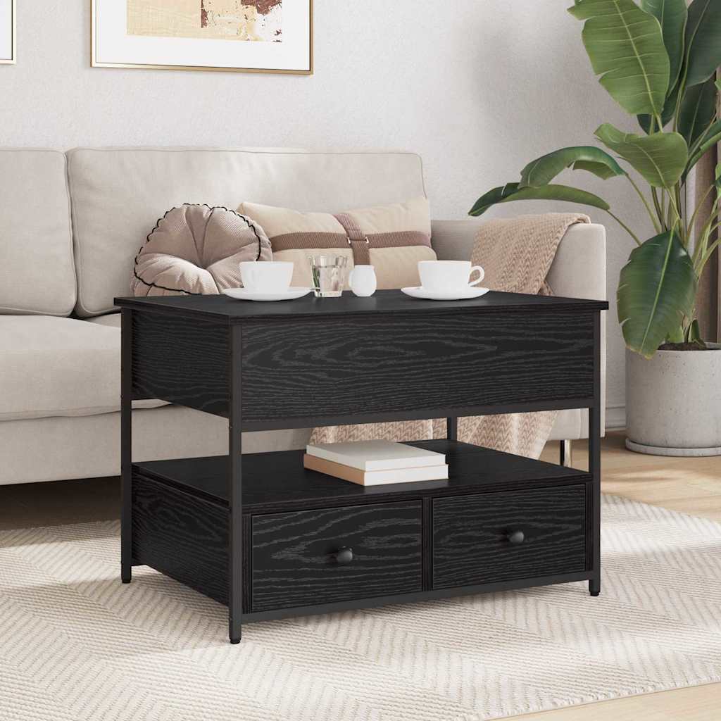 Coffee Table Black Oak Effect 70 x 50 x 54.5 cm Engineered Wood