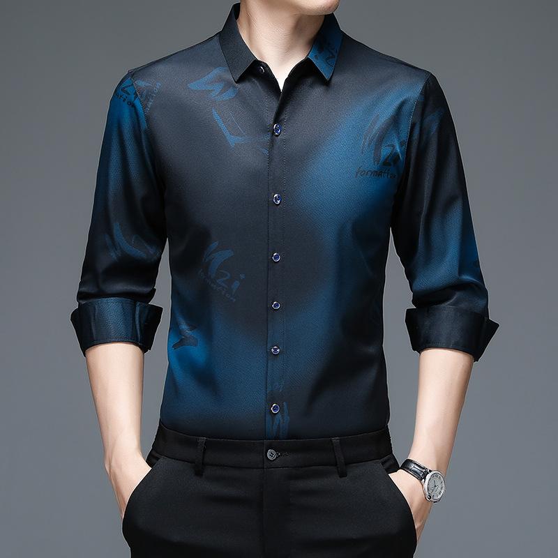 Camicia casual da uomo Camicia con colletto rialzato per ufficio aziendale