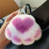 Kitten Paw Rex Rabbit Fur Keyring Pendant - Cute Plush Ball Bag Charm Birthday Gift