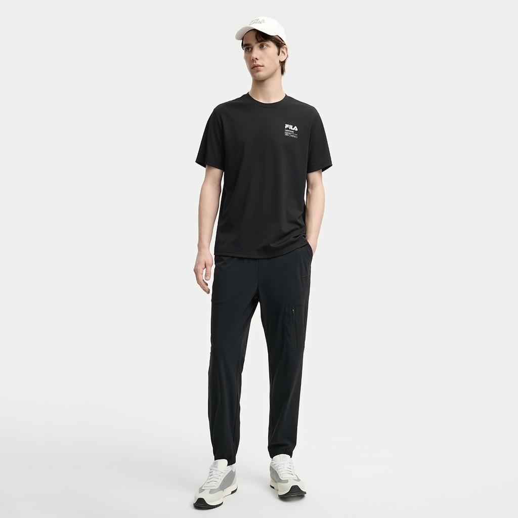 Fila Heritage Fashion Personality Trend Classic Casual Versatile Round Neck Printed Short Sleeve T-Shirt Men T-Shirt Black F11M538121FBK