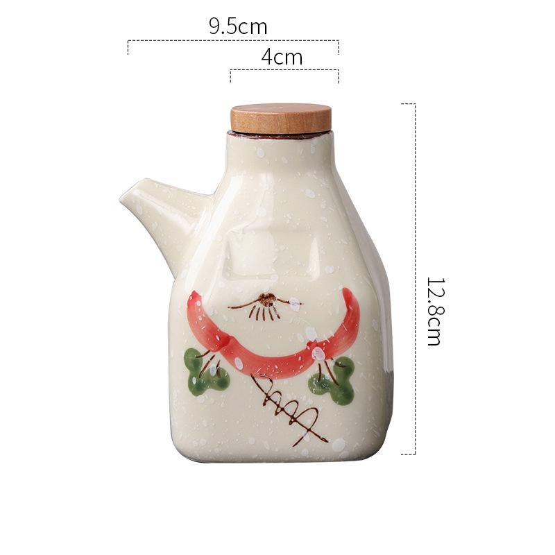 350ML Japanese Style Ceramic Oil Olive Dispenser Soy Sauce Pot Small Vinegar Pot Sauce Jar Oil Bottle Tableware Seasoning Bottle