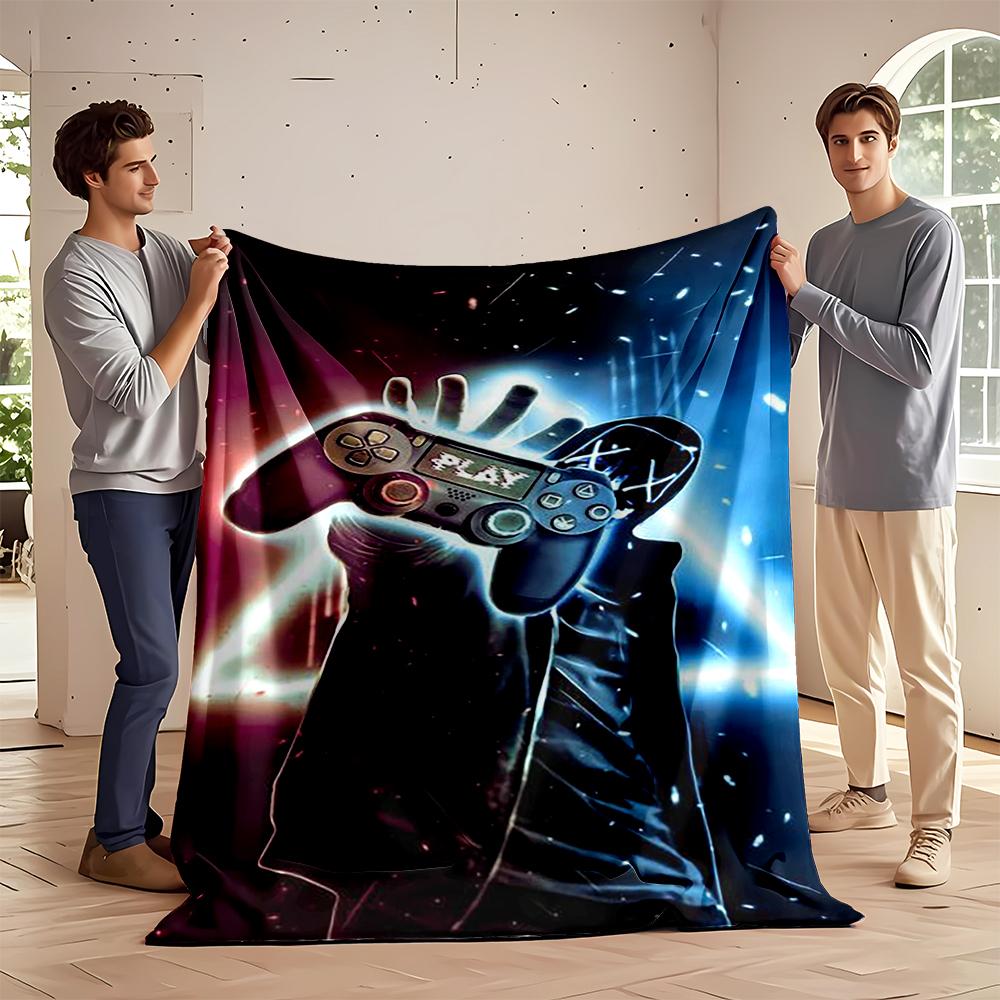 "Neon Gamer Hand with Controller Design Flannel blanket for bedroom, living room, sofa, and nap sofas"