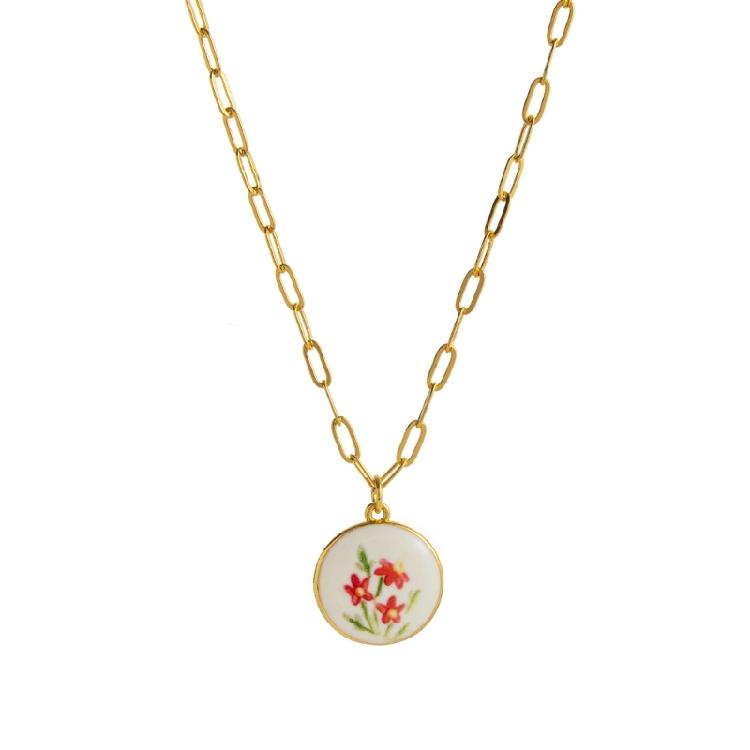 Floral Charm Necklace Adjustable Plant Series Collarbone Chain Flower Pendant Neckchain Daily Accessory Gift