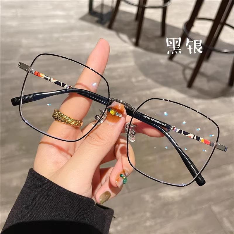 

Большая рама Очки от синего света Мужские Женские Модные Большие Прозрачные Линзы Очки для Зрения Металлическая Квадратная Очки для Чтения 0