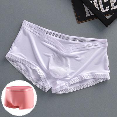 1PC Soft Solid Color Ice Silk Translucent Men's Underwear Male Shorts Breathable