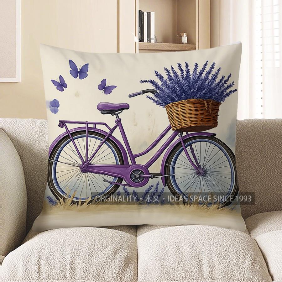 Home Decor Lavender In Basket Decorative Pillow Cover Pattern Cushion Cover Suitable For Sofa Bedroom Car Pillow Cover